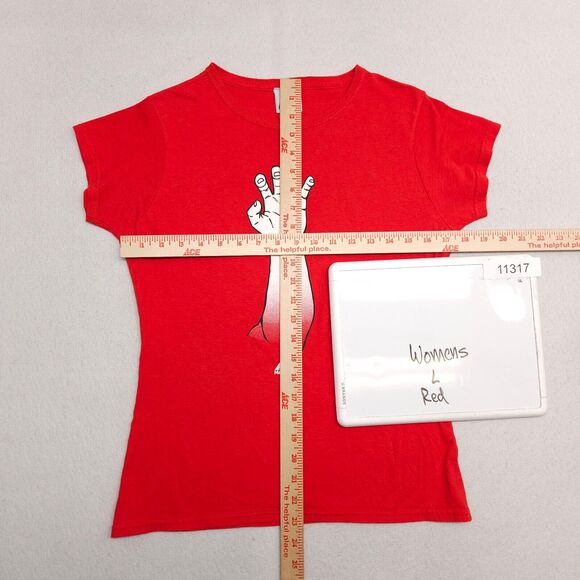 Texas Rangers Majestic Baseball Graphic T Shirt Womens Size Large L Red - Picture 5 of 10